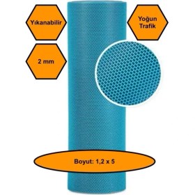 Resim NetBazaars Turkuaz Petek Mat Pvc Kaydırmaz Petek Paspas, 1,2x5 Metre 