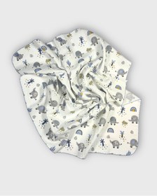 Resim İcon Misim 100% Pamuk Muslin Bebek Battaniye - 75×85 cm, Otantik Fil Desenli & Kenarı Oyalı 