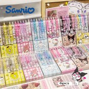 Resim 6'lı Sanrio Ailesi Yüksek Değerli KT Basınçlı Tükenmez Kalem ST Karikatür 0.5 Hızlı Kuru Siyah Kalem Öğrenci Sınav Fırçalama Kalemi 
