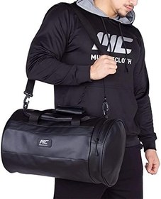 Resim MuscleCloth Elite Duffel Bag Silindir Spor Çanta Siyah 