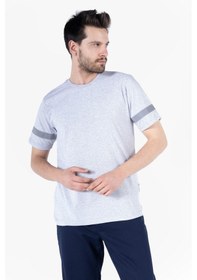 Resim T 2830 Bisiklet Yaka Reflektörlü T-shirt Gri Melanj 