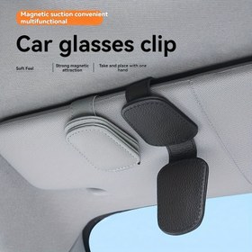 Resim Manyetik Araba Gözlük Klipsi Tutucu - Yumuşak Hissedilen Güçlü Emiş, Moda ve Okuma Gözlükleri için Ergonomik Tasarım Tek Dokunuşla Yerleştirme, Araç İçi Aksesuarlar, Araba Gözlük Tutucu Klips, Yumuşak Doku Kaplama 