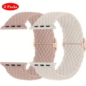 Resim 2 Adet Örgülü Naylon Bileklik, Kancalı ve Cırt Cırtlı Bağlantıya Sahip Ayarlanabilir Esnek Kayışlar, for iWatch Series 3-10 Ultra, SE ile Uyumlu, Erkekler ve Kadınlar İçin Spor Elastik Bantlar 