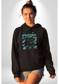 Resim Histerik Kadın Erkek Siyah Kapüşonlu Sweatshirt Hoodie Siyah 