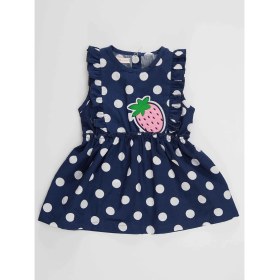 Resim Denokids Puanlı Çilek Kız Bebek Poplin Elbise 