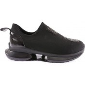 Resim Dgn 1053 Kadin Kalin Taban Strech Detayli Silver Taşli Sneakers Ayakkabi 1053-2025-R1534 Siyah 