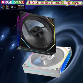 Resim ARGB Bilgisayar Kasa Fanı - CD Desenli, Alüminyum Logolu Sessiz Soğutma Fanı, Hava/Su Soğutmalı Sistemler İçin, 5V 3 Pin RGB Senkronizasyonlu, Akıllı Sıcaklık Kontrolü, İleri/Ters Hava Akışı 
