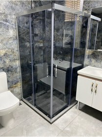 Resim - Qorex Marka - 6 Mm Füme Temper Cam Duşakabin H:190 Özel Seri Krom Aksesuar. Diğer 