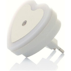 Resim Beyaz Işık Kalp Tip Otomatik Gece Yanıp Gündüz Sönen Işık Sensörlü Ledli Gece Lambası Beyaz 