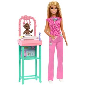 Resim Barbie Bakım Temalı Kariyer Oyun Setleri Doktor Bebek JCR72 