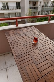 Resim MİRRORSS Ahşap Ceviz renk Balkon Bahçe Masası Çay Kahve Mutfak Yemek masası 120 X 60 cm , yükseklik 73 cm 