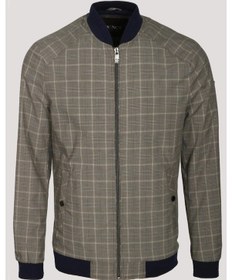 Resim Erkek Camel Bomber Ceket Keten Karışım Slim Fit Ekose Kare Desenli Ribana Ince Astar Ceket Ncs Jeans 4984-Camel 