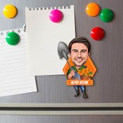 Resim Bahçe İşleri Seven Erkek Karikatürlü Buzdolabı Magneti 