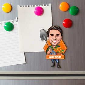 Resim Bahçe İşleri Seven Erkek Karikatürlü Buzdolabı Magneti 