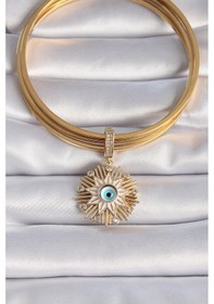 Resim Taşveoyunatölyesi Pirinç Gold Renk Nazar Boncuklu Saçaklı Yıldız Figür Ajda Charm Tg27bc1014 Çok Renkli 