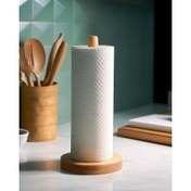 Resim Modern Bambu Kağıt Havlu Rafı - Kendinden Yapışkanlı Tezgah Düzenleyici Ahşap Stand ile, Mutfak ve Banyo Depolama için Alan Tasarrufu, Mutfak Havluları, Kağıt Peçeteleri ve Daha Fazlası için, Bambu Malzeme, Tezgah Aksesuarı, Minimalist Tasarım, Dayanıklı Yapı 