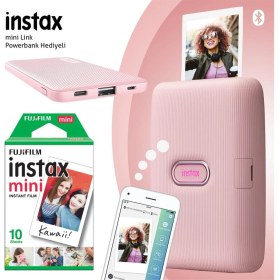 Resim Fujifilm Instax Mini Link Pembe Akıllı Yazıcı - 10'lu Mini Film ve Powerbank 