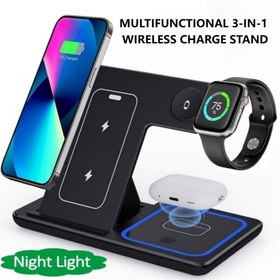 Resim 3'ü 1 Arada Kablosuz Şarj Standı Telefon Tutucu Dock Katlanabilir Hızlı Kablosuz Şarj İstasyonu iPhone 17 16 15 14 13 12 11 X XR XS Pro Max Plus Mini için Apple Watch iWatch 10 9 8 7 6 5 4 SE Ultra için 4 3 2 Cihazlar Ofis Yatak Odası TV için 