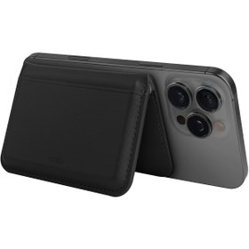 Resim UNIQ Better By Design Standlı Magnetic Lyden DS Vegan Deri Kartlık Kimlik/Ehliyet/Kredi Kartı Taşıyıcı Cüzdan RFID Koruma 