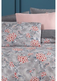 Resim Lastikli Çarşaflı Tek Kişilik Nevresim Takımı Redwin Kırmızı-füme 