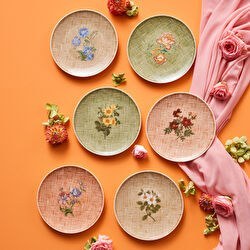 Resim Linen 6 Parça Porselen Pasta Seti Multicolor 