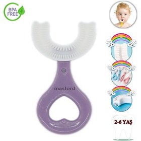 Resim Mas Lord U Tipi Yeni Nesil Diş Fırçası - Mor - Kalp Model 2-6 Yaş 
