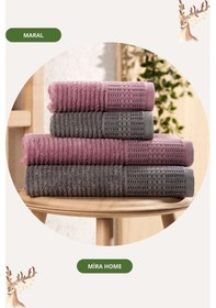 Resim Mira Home 4 Parça Maral Battal %100 Pamuklu Banyo Havlu Takımı 90x160 Cm Antrasit 
