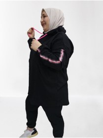 Resim MODAALFABE Büyük Beden Tesettür Salaş Kesim Eşofman Takımı Siyah 