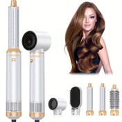 Resim Saç Kurutma Fırçası 5'li Set Saç Şekillendirici 60000 RPM Yükseltme Fırça Sıcak Hava Fırçası Sol & Sağ Otomatik Sarım Saç Maşası Çıkarılabilir Saç Düzleştirici İyonik Düzleştirici Siyah Altın, AB Fişi 