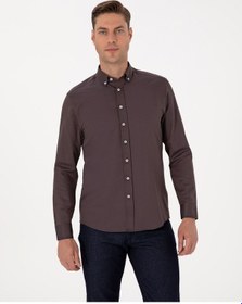 Resim Pierre Cardin Erkek Koyu Kahverengi Gömlek Desenli 50311487-vr084 Koyu Kahverengi 