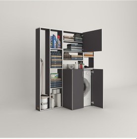 Resim Kenzlife Çamaşır Makinesi Dolabı Kasparovmega Gri 180 156 55-20 Banyo Kapaklı Arkalıksız Çok Renkli 