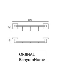 Resim Çelik Banyo Paslanmaz Pirinç Mat Siyah Vizyon 3'lü Set Askılık Havlu Askısı Siyah 