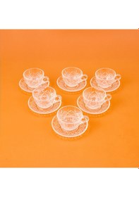 Resim Arow Esta 12 Parça Cam Çay Fincan Seti - Şeffaf Çok Renkli 