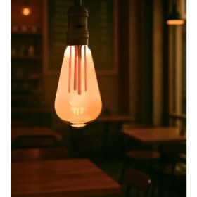 Resim Armut Tasarım E27 Rustik Ampul Vintage Amber (Kırılmaz Plastik Gövde) 