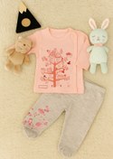 Resim Bebelinna Kız Bebek Pembe Ağaç Ev Desenli 2'li Pijama Takımı 