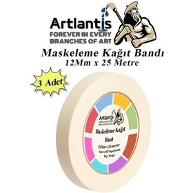 Resim Maskeleme Bandı Kağıt Bant 12 Mm 25 Metre 3 Adet Boya Bantı Maskeleme Kağıt Bant Duvar Yağlı Boya Badana 