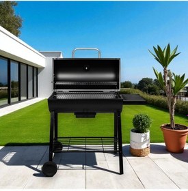 Resim Kapaklı Varil Tip Kömürlü Mangal Paslanmaz Çelik Termometreli 