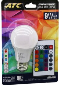 Resim Atc-rgb-9w Kumandalı 9w 60w Rgb 16-renkli Led Ampul E27 800 Lümen 6500k 25.000 Saat Ömür 5250 
