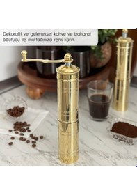 Resim Pirinç Kahve, Karabiber, Çörek Otu ve Keten Tohumu Öğütücü El Değirmeni Grinder 18 Cm 