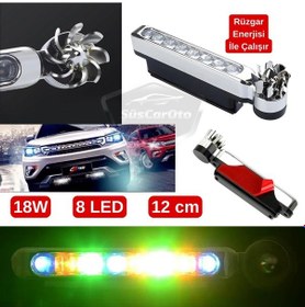 Resim Araç Oto Rüzgar Enerjili Kablosuz 8 Ledli Gündüz Farı Araba Fırfırlı Elektriksiz Gündüz Ledi Lamba Su Geçirmez Renkli Rgb 00 Şüscaroto Aksesuar 
