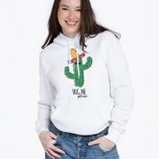 Resim Kadına Özel Kaktüs Tasarımlı Kapşonlu Sweatshirt 