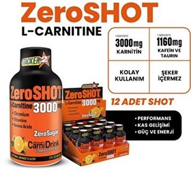 Resim Zero Shot Çilek Aromalı L-karnitin 12×60 ML 3000 Mg L- Carnitine 