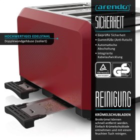 Resim Arendo Ekmek Kızartma, Makinesi, 4 Dilim, Paslanmaz Çelik Gövde 