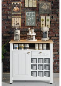 Resim Dufon Kahve Köşesi, Kapaklı Ve Çekmeceli, Bardaklık Bölmeli Dolap 