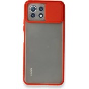 Resim Kzy Xiaomi Mi 11 Lite Kapak Lensi Açılır Kapanır Kamera Korumalı Silikon Kılıf - Kırmızı 