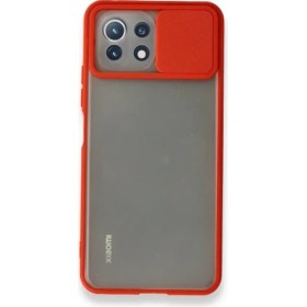 Resim Kzy Xiaomi Mi 11 Lite Kapak Lensi Açılır Kapanır Kamera Korumalı Silikon Kılıf - Kırmızı 