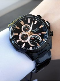 Resim Ferrucci Function Erkek Kol Saati – Siyah Kasa, Rose Detaylı Dual Time Kadran, Takvimli Metal Kordon 