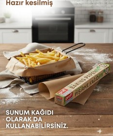 Resim grimorlife 6 Adet 10 Yaprak Ağartılmamış Doğal Hazır Kesilmiş Yağlı Pişirme Fırın Kağıdı- Fırın&Airfryer Kağıdı 