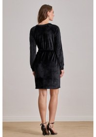 Resim Guitar Diz Üstü Siyah Kadife Elbise Siyah 