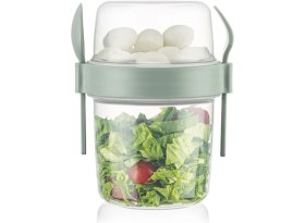 Resim MasterCar Hobbit Yeşil 650 ml Kapaklı Kaşık ve Çatallı Yemek Taşıma ve Saklama Kabı Atıştırmalık Yoğurt Kabı 